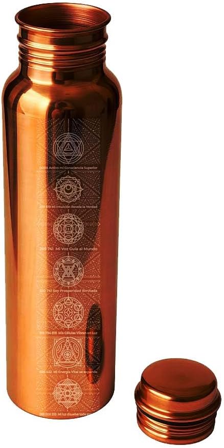 Pure Copper Water Bottle, 950ml Capacity, Handmade, 500g Weight