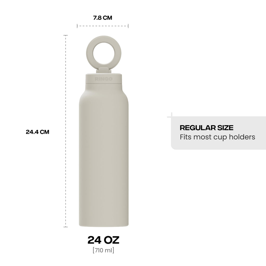 RINGO PRO Insulated Water Bottle, Magnetic Phone Tripod Mount, Lilac, 24 oz