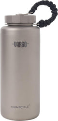 Vargo Titanium para-Bottle | Ultralight Titanium Water Bottle with 7 Feet of Replaceable 550 Paracord | 1 Liter (34 oz.) | Model T-452