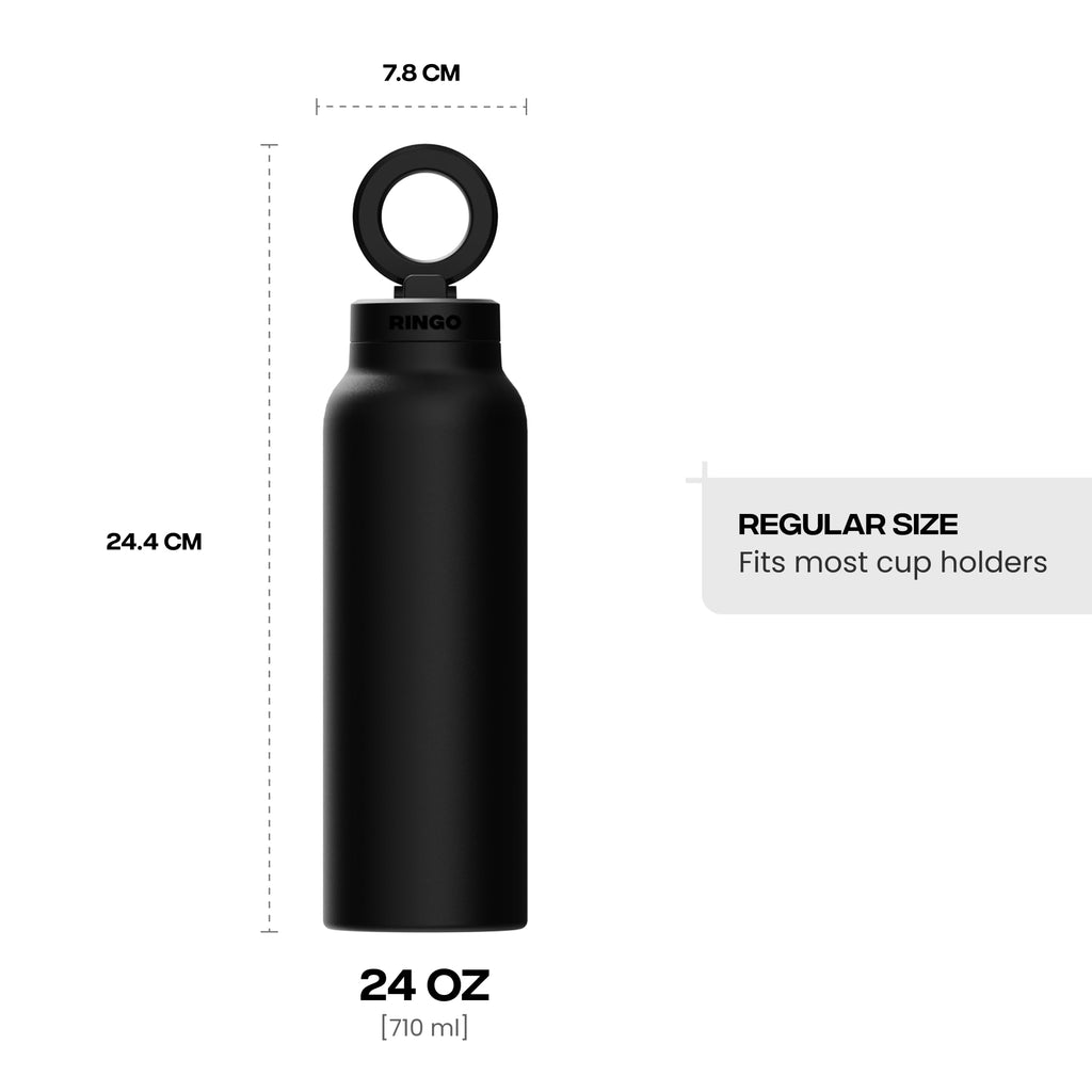 RINGO PRO Insulated Water Bottle, Magnetic Phone Tripod Mount, Lilac, 24 oz