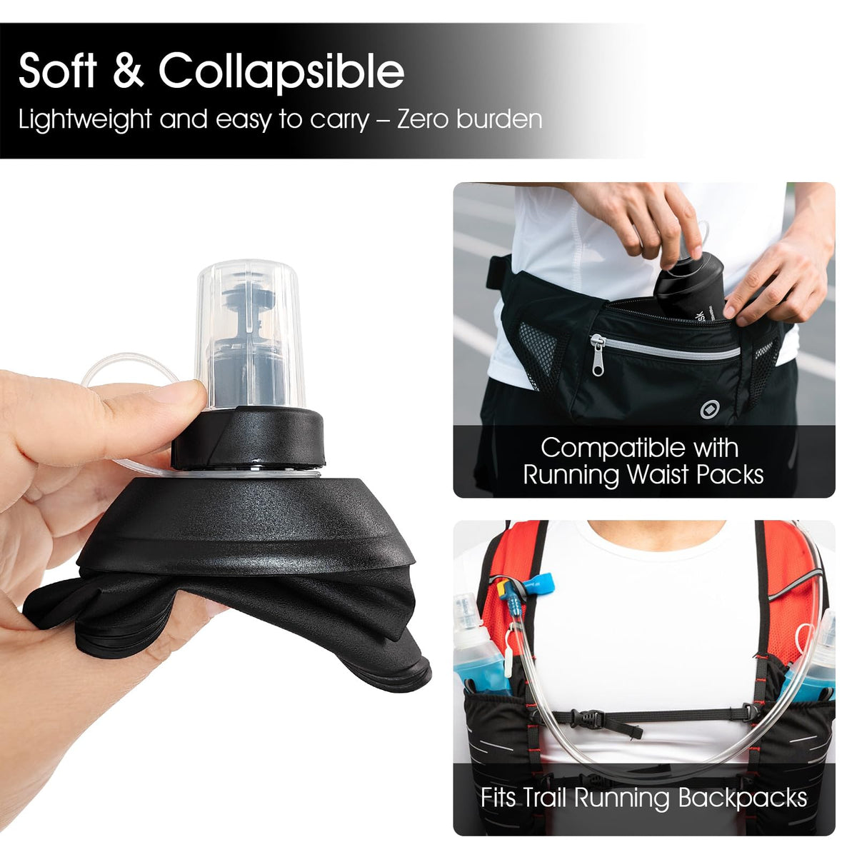 GUYI GYGYL Soft Flask, Collapsible Water Bottle for Sports, 500ml Grey