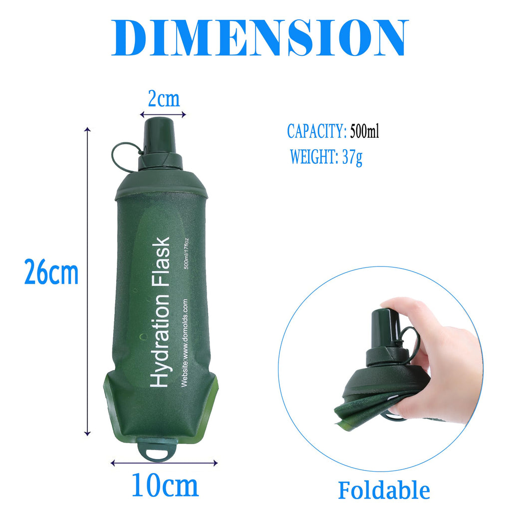 AXEN Soft Flask TPU Foldable Running Hydration Flask, Soft Collapsible Water Bottle for Hydration Pack Cycling Marathon Running Hiking