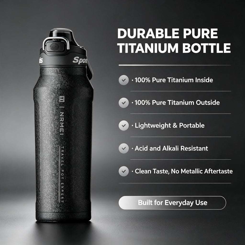 32oz (1000ml) Pure Titanium Insulated Water Bottle, Lightweight Tumbler Double Wall Vacuum Flask, Leakproof Travel Mug Cup for Outdoor Sports Camping Fitness RT178D (Ice Flower Silver)