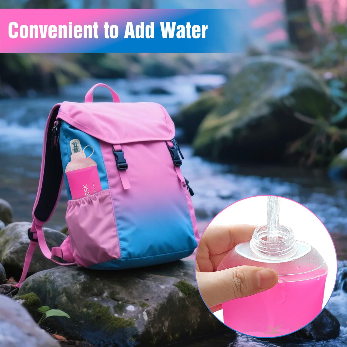AXEN Soft Flask TPU Foldable Running Hydration Flask, Soft Collapsible Water Bottle for Hydration Pack Cycling Marathon Running Hiking