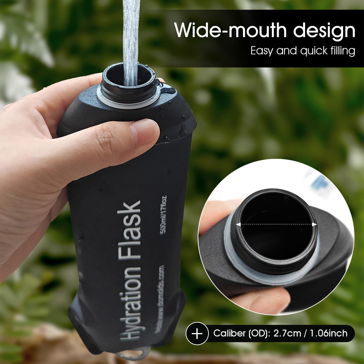 GUYI GYGYL Soft Flask, Collapsible Water Bottle for Sports, 500ml Grey