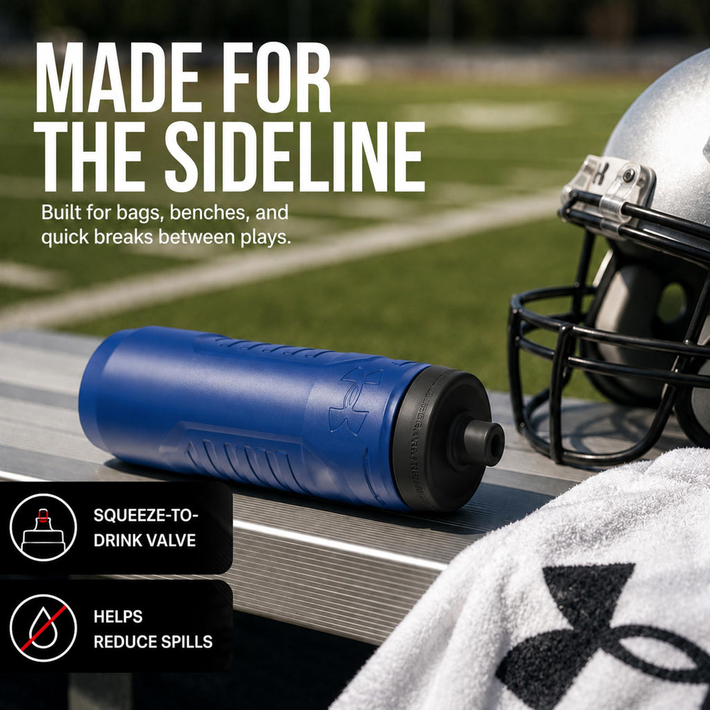 Under Armour Squeeze Water Bottles, 32 oz Water Bottles, Sideline Sports Water Bottle with Quick-Shot Lid, Quick & Easy Hydration, Gym Water Bottles, Squeeze Bottle, 1 32oz Bottle