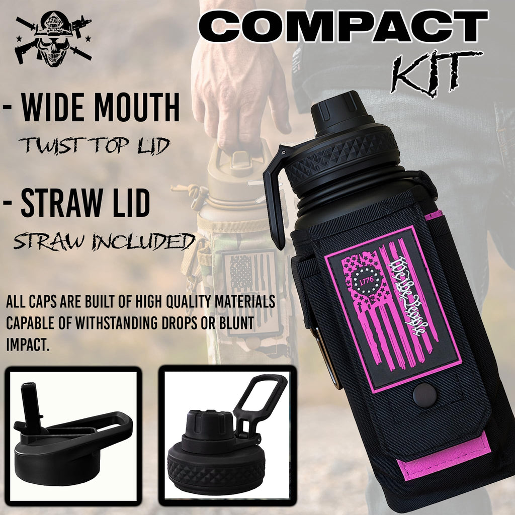 Iron Infidel Battle Bottle - Half Gallon Insulated Water Bottle with Paracord Handle, Large 64 oz Stainless Steel Water Jug with Rugged, Removable Sleeve for Keys, Wallet, & Phone (Live Free 2 Liter)