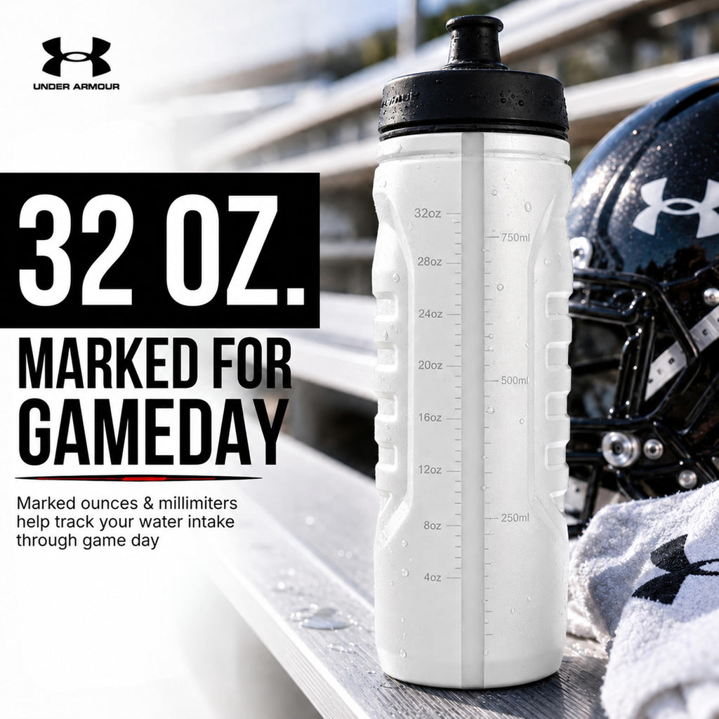 Under Armour Squeeze Water Bottles, 32 oz Water Bottles, Sideline Sports Water Bottle with Quick-Shot Lid, Quick & Easy Hydration, Gym Water Bottles, Squeeze Bottle, 1 32oz Bottle