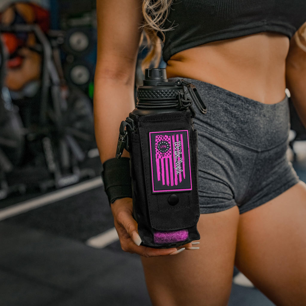 Iron Infidel Battle Bottle - Half Gallon Insulated Water Bottle with Paracord Handle, Large 64 oz Stainless Steel Water Jug with Rugged, Removable Sleeve for Keys, Wallet, & Phone (Live Free 2 Liter)