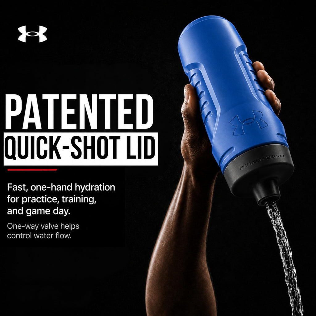 Under Armour Squeeze Water Bottles, 32 oz Water Bottles, Sideline Sports Water Bottle with Quick-Shot Lid, Quick & Easy Hydration, Gym Water Bottles, Squeeze Bottle, 1 32oz Bottle