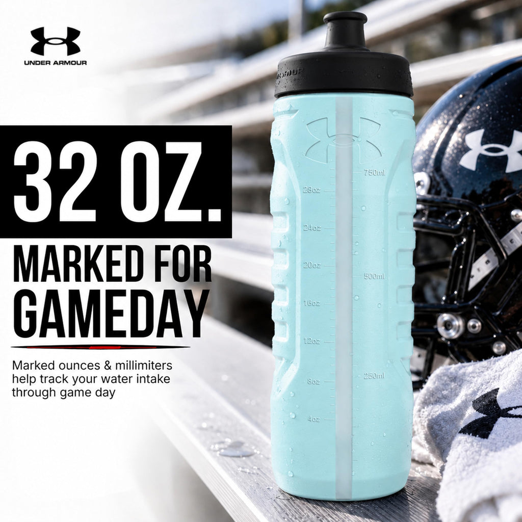 Under Armour Squeeze Water Bottles, 32 oz Water Bottles, Sideline Sports Water Bottle with Quick-Shot Lid, Quick & Easy Hydration, Gym Water Bottles, Squeeze Bottle, 1 32oz Bottle