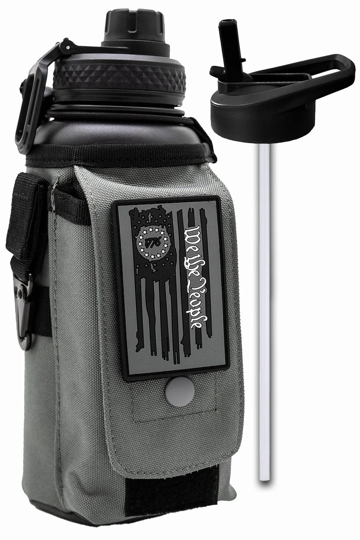 Iron Infidel Battle Bottle - Half Gallon Insulated Water Bottle with Paracord Handle, Large 64 oz Stainless Steel Water Jug with Rugged, Removable Sleeve for Keys, Wallet, & Phone (Live Free 2 Liter)